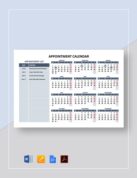 Free Sample Business Calendar Template - Google Docs, Word, Apple Pages ...