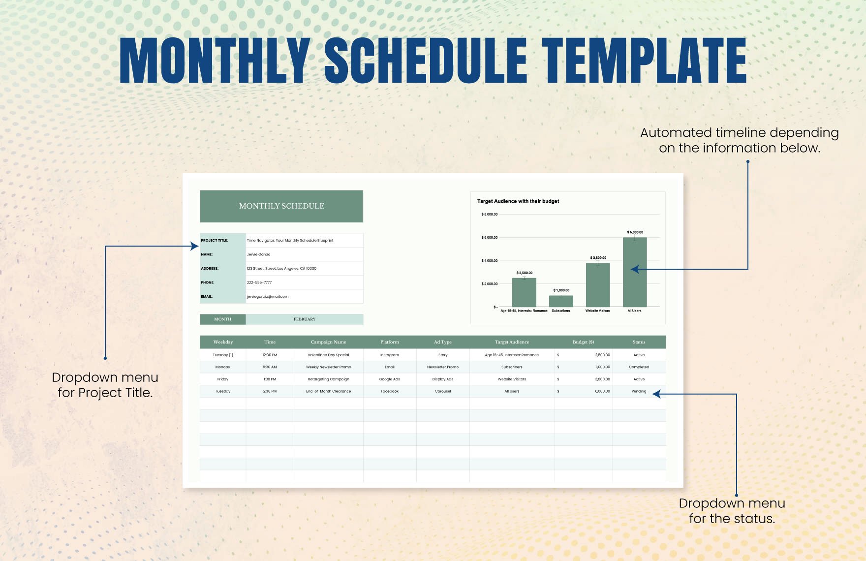 Monthly Schedule Template
