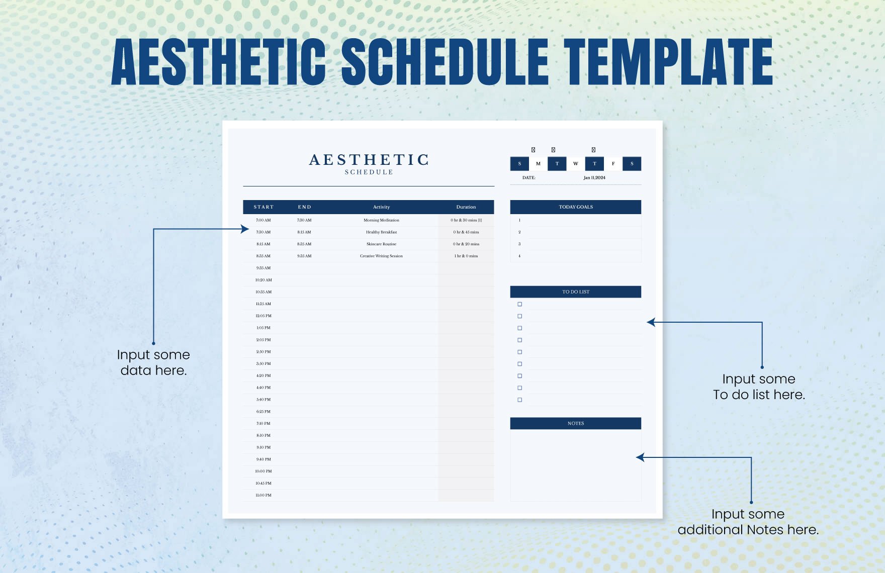 Aesthetic Schedule Template