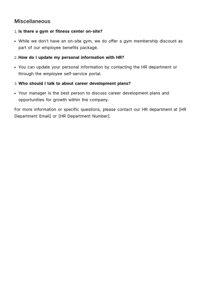 Free New Hire Frequently Asked Questions (FAQs) HR Template to Edit Online