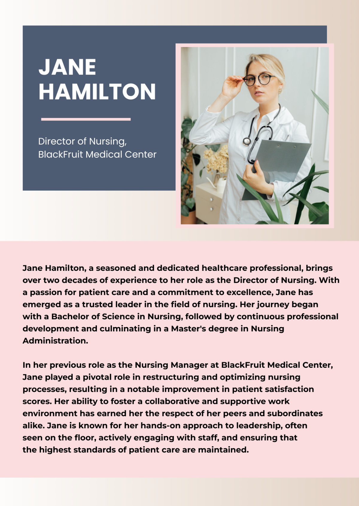 Free Professional Bio for Director of Nursing Template