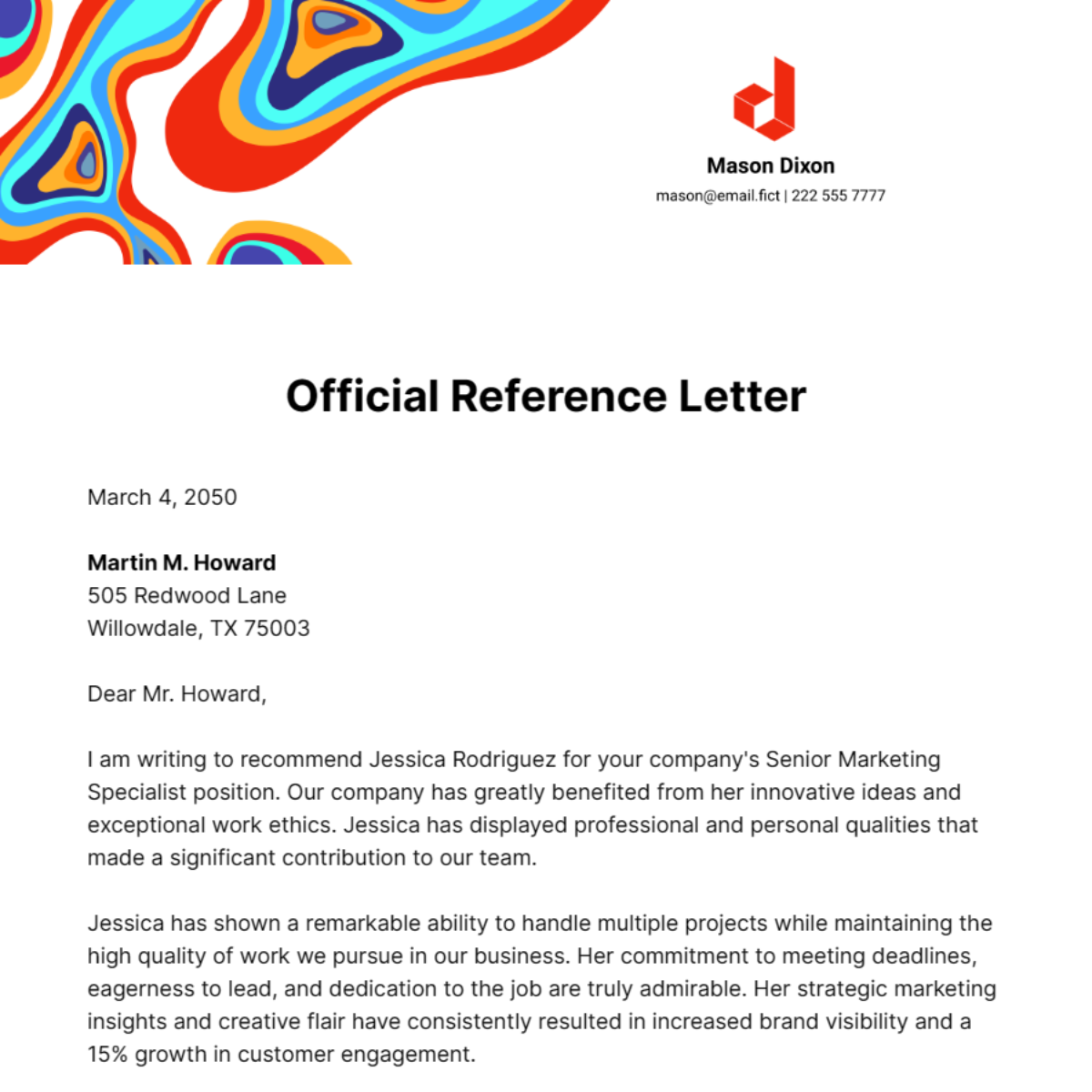 Official Reference Letter Template
