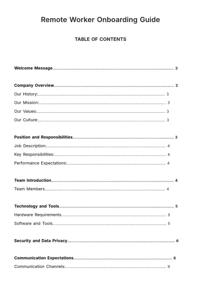 Free Remote Worker Onboarding Guide HR Template to Edit Online