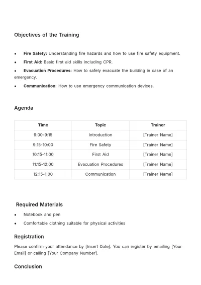Free Emergency Training Session Notice HR Template to Edit Online