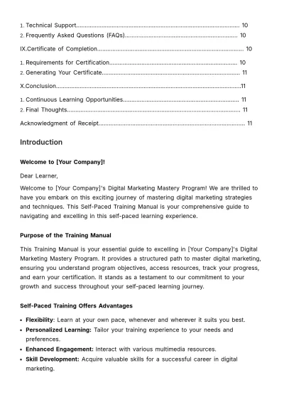 Free Employee Self-paced Training Manual HR Template to Edit Online