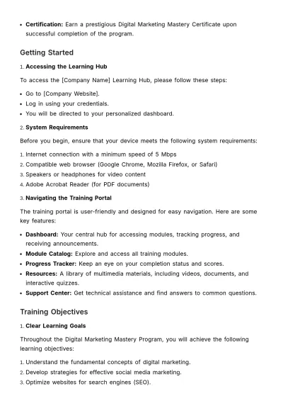 Free Employee Self-paced Training Manual HR Template to Edit Online