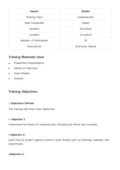 Free Post-training Debrief Document HR Template to Edit Online