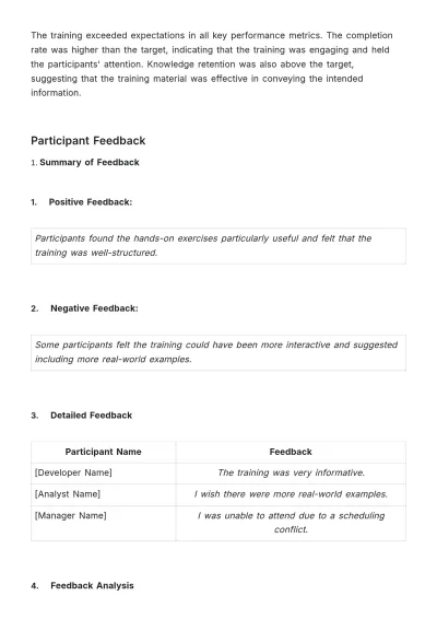 Free Post-training Debrief Document HR Template to Edit Online