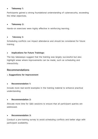Free Post-training Debrief Document HR Template to Edit Online
