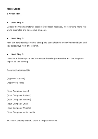 Free Post-training Debrief Document HR Template to Edit Online