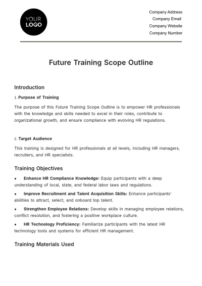 Free Future Training Scope Outline HR Template to Edit Online