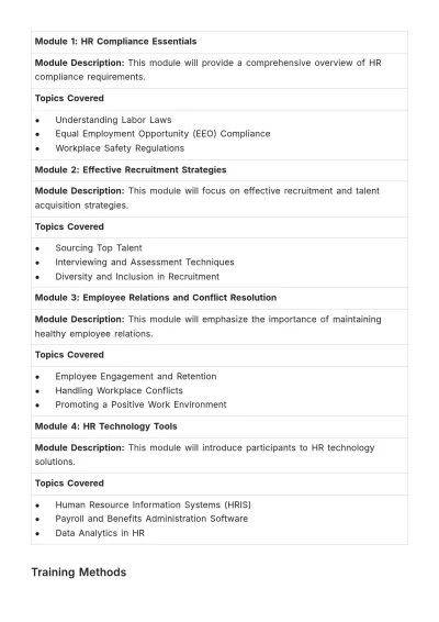 Free Future Training Scope Outline HR Template to Edit Online
