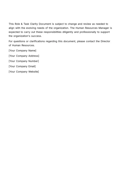 Free Role & Task Clarity Document HR Template to Edit Online