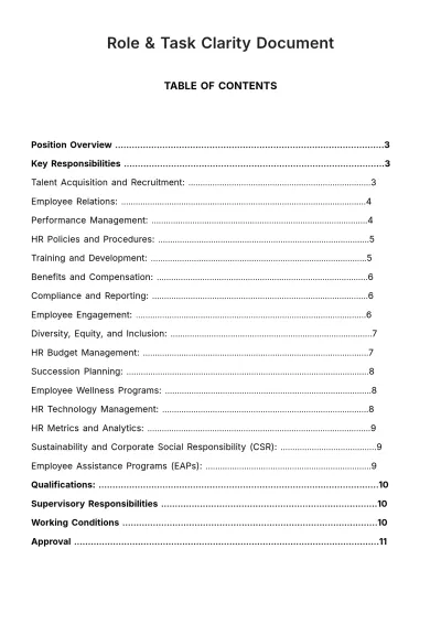 Free Role & Task Clarity Document HR Template to Edit Online