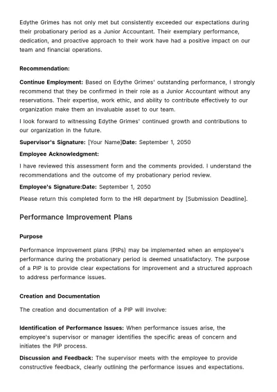 Free Probation Period & Performance Assessment Handbook HR Template to Edit Online