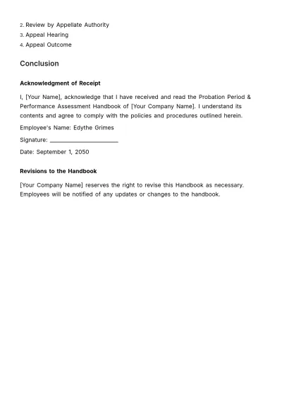 Free Probation Period & Performance Assessment Handbook HR Template to Edit Online