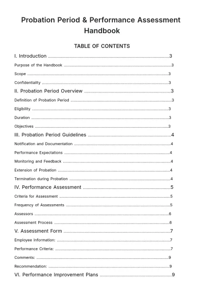 Free Probation Period & Performance Assessment Handbook HR Template to Edit Online