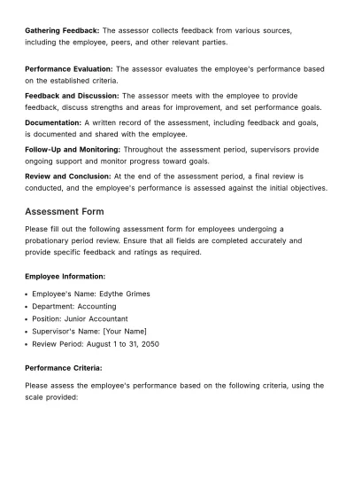 Free Probation Period & Performance Assessment Handbook HR Template to Edit Online