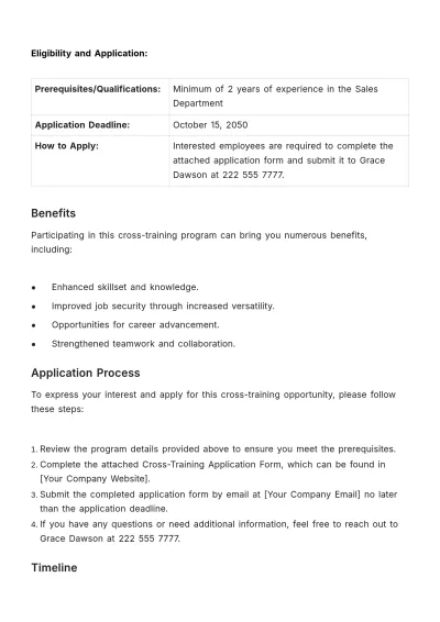 Free Cross-training Notification HR Template to Edit Online