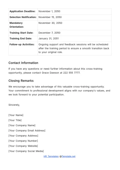 Free Cross-training Notification HR Template to Edit Online