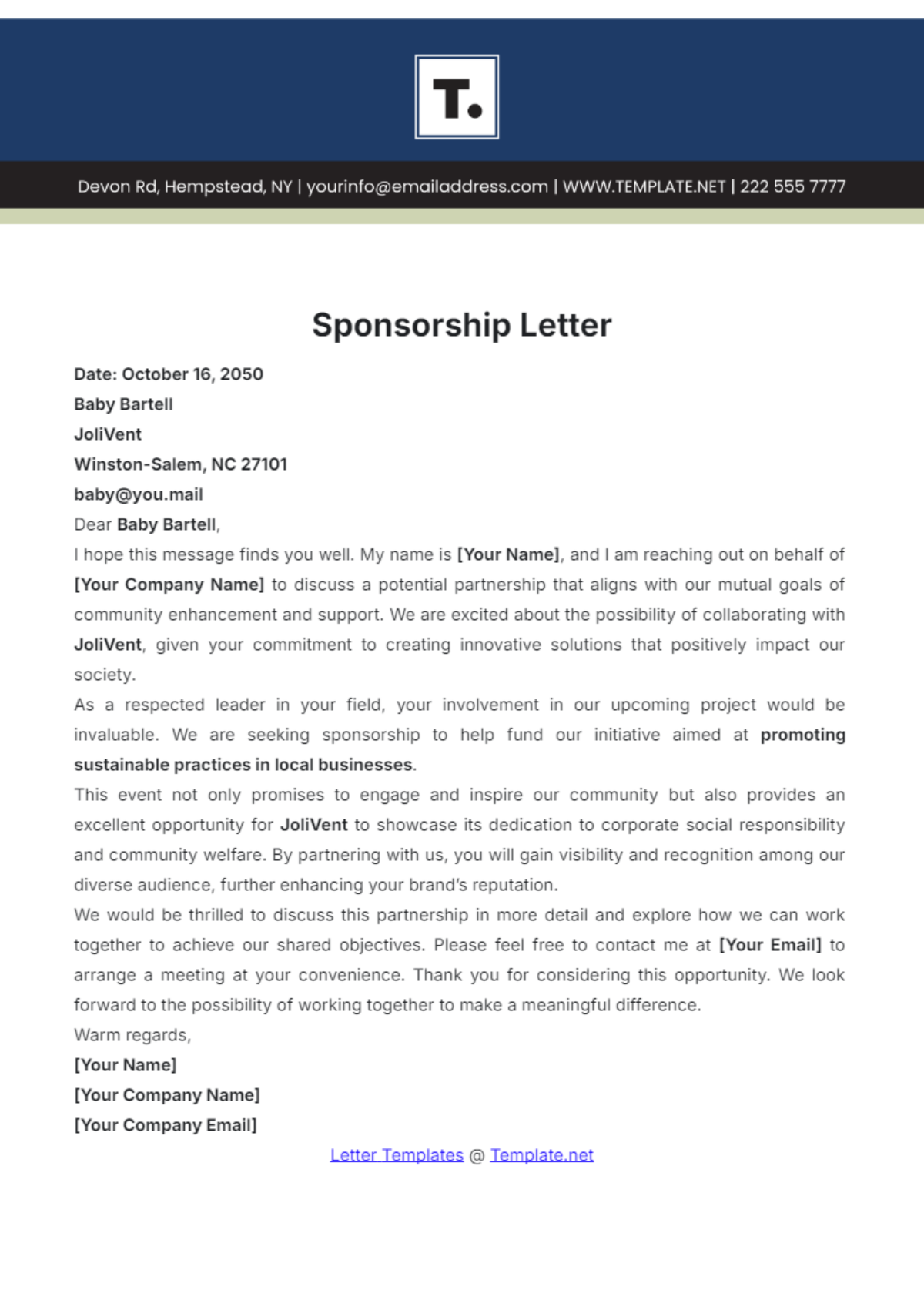 Sponsorship Letter Template