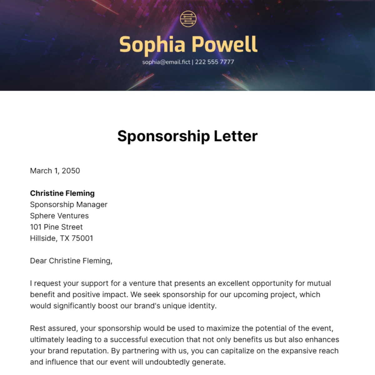 Sponsorship Letter Template