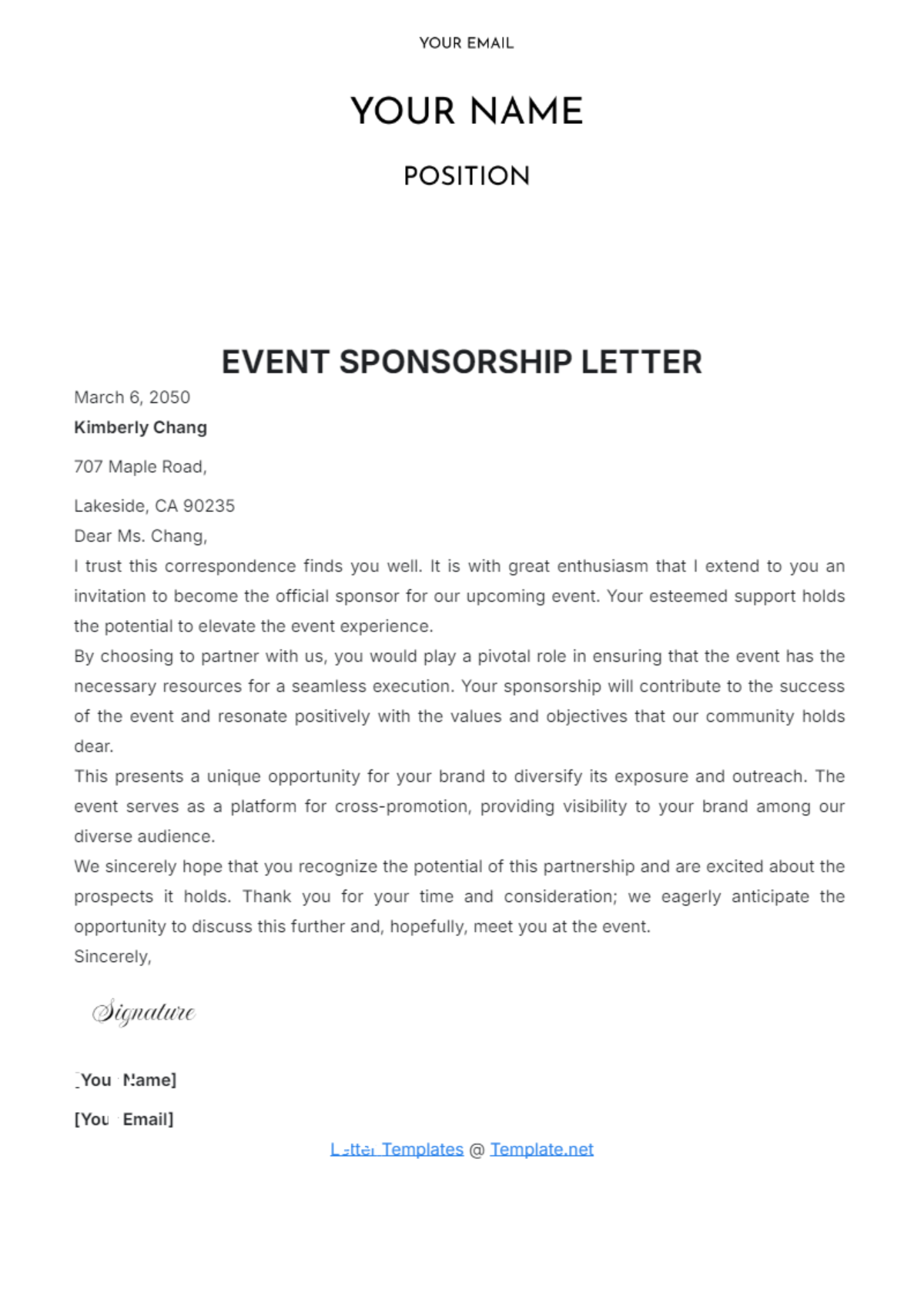 Event Sponsorship Letter Template