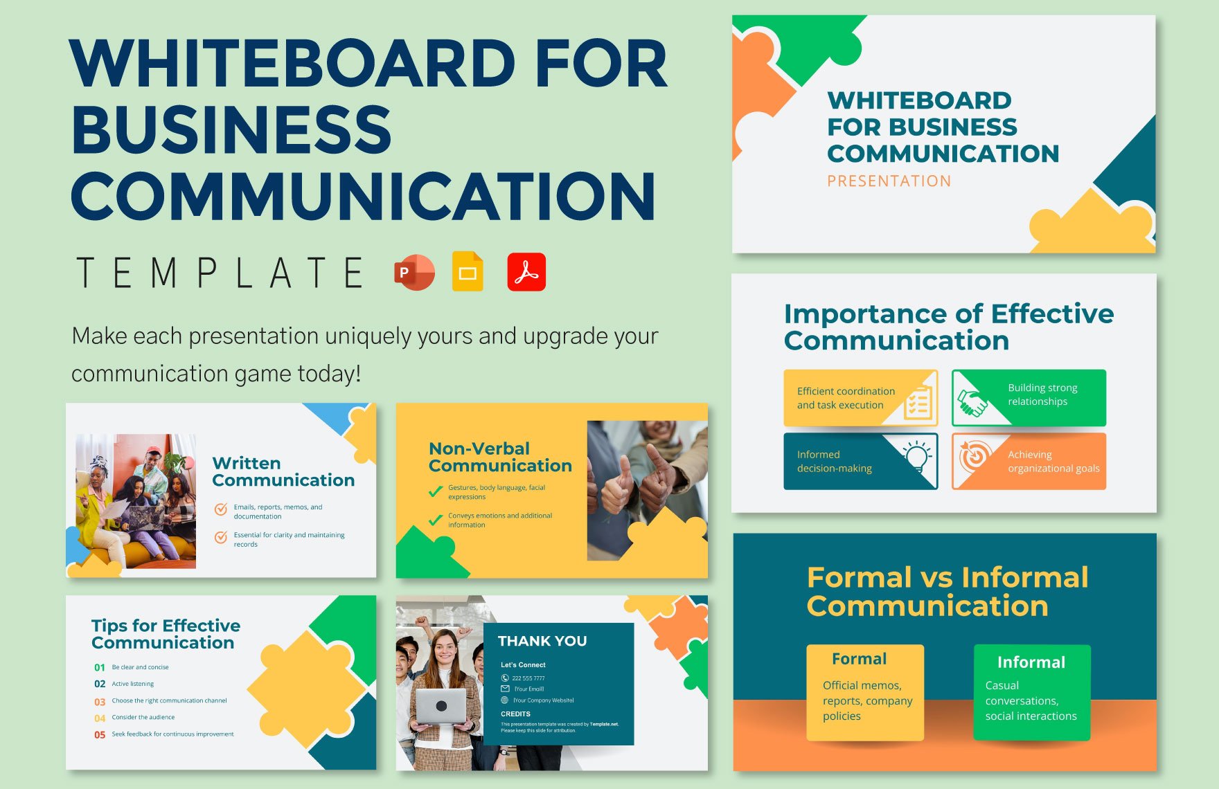 Whiteboard Template for Business Communication 