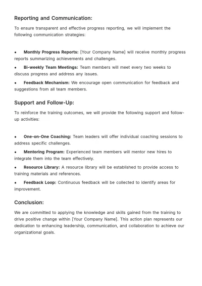 Free Post-Training Action Plan HR Template to Edit Online