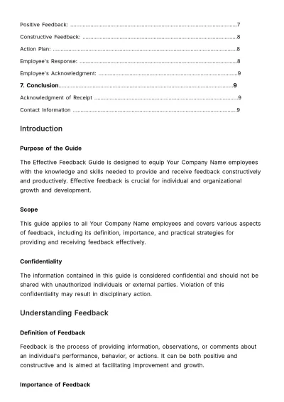 Free Effective Feedback Guide HR Template to Edit Online