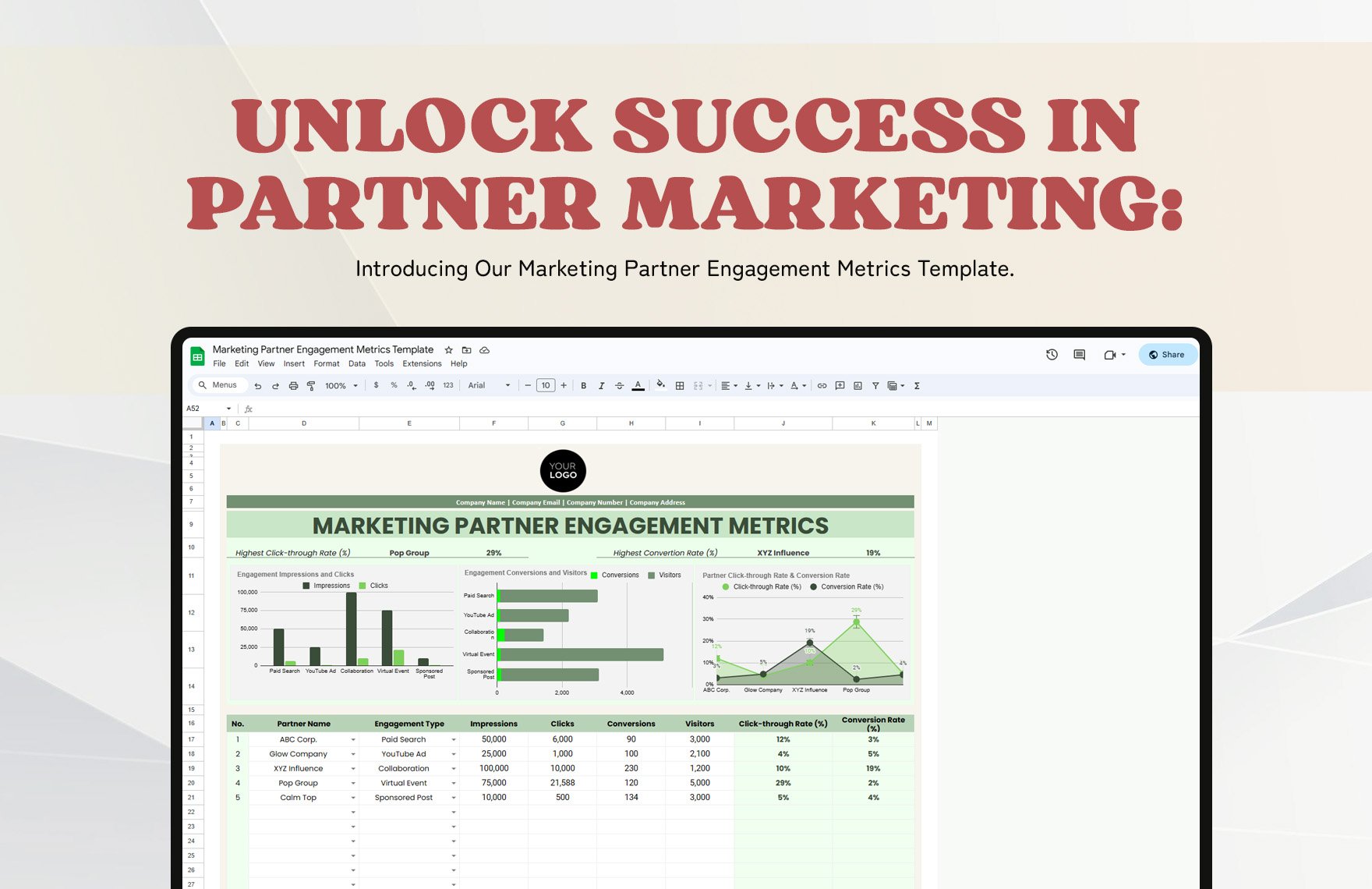 Marketing Partner Engagement Metrics Template