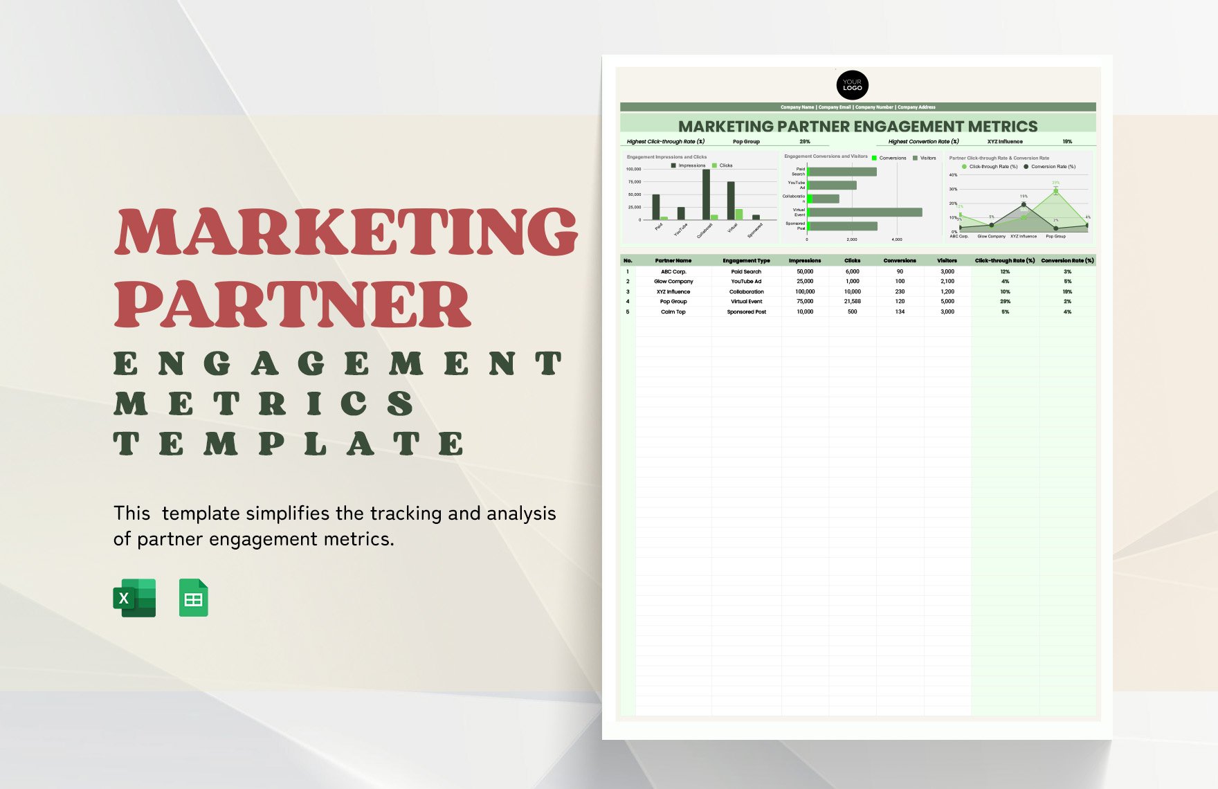 Marketing Partner Engagement Metrics Template
