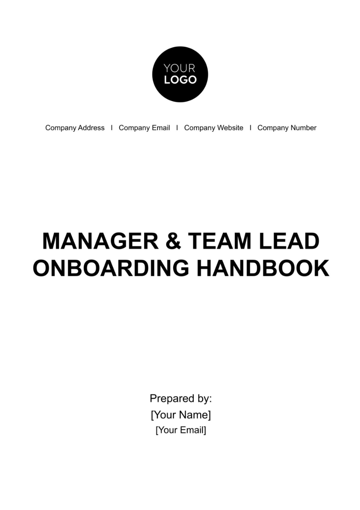 Manager & Team Lead Onboarding Handbook HR Template