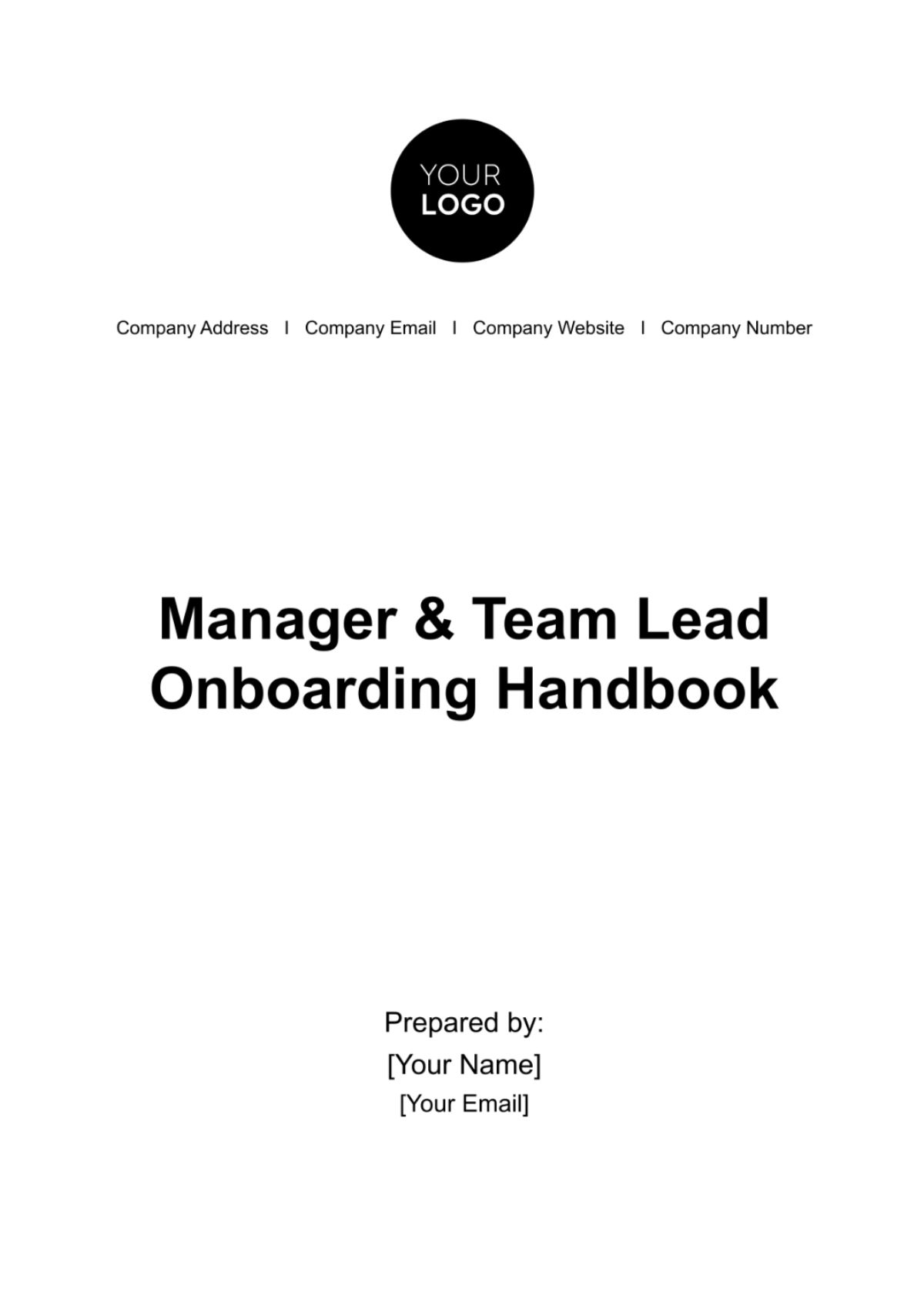 Manager & Team Lead Onboarding Handbook HR Template - Edit Online & Download