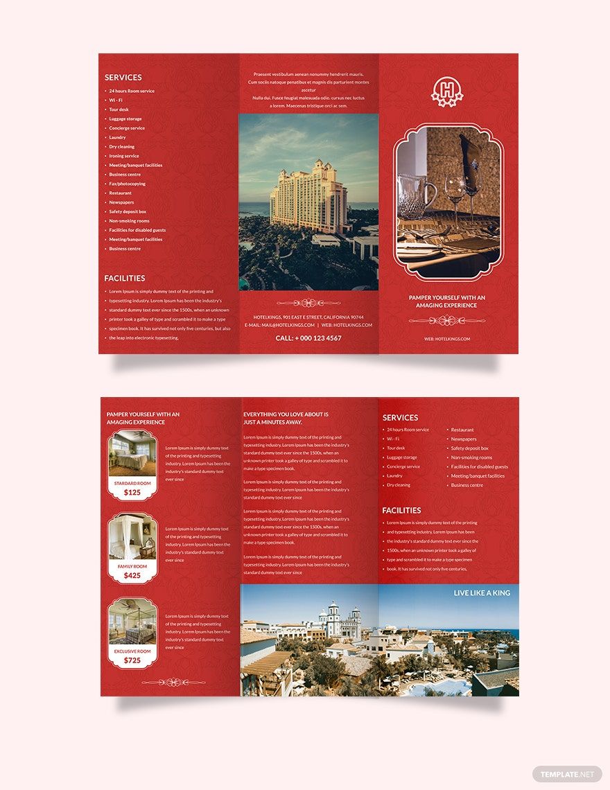 Free Hotel A3 Brochure Template
