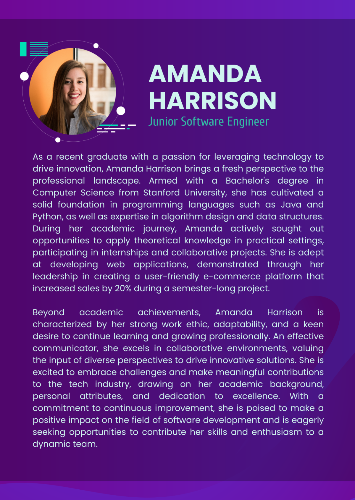 Professional Bio for Freshers Template