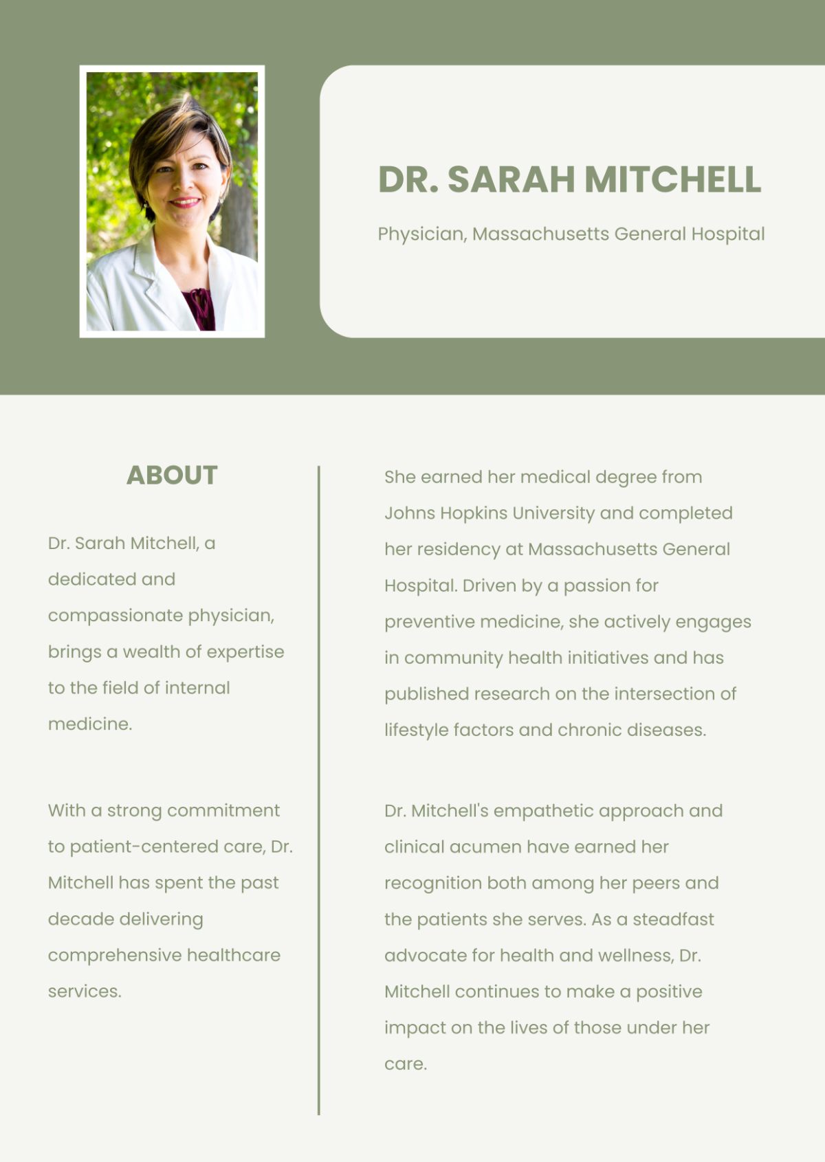 Doctor Professional Bio Template