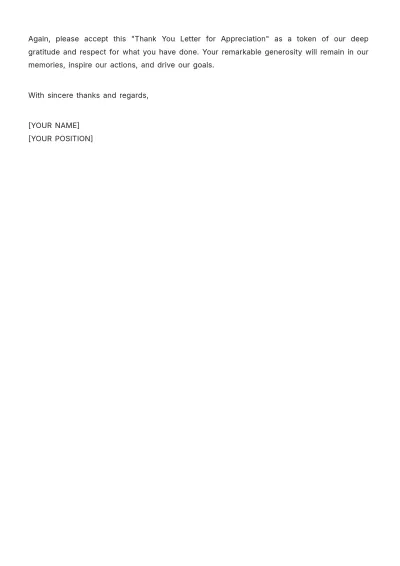 Free Thank you Letter for Appreciation Template to Edit Online