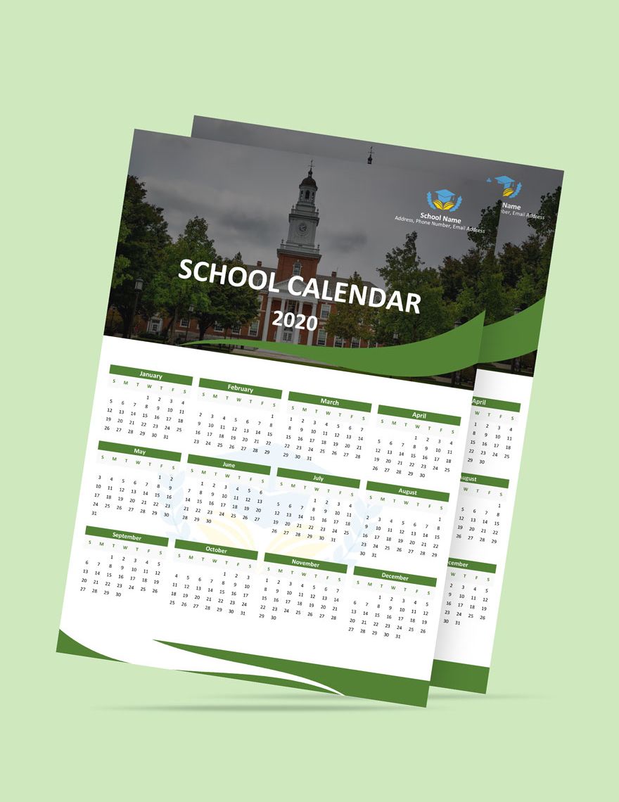 Blank School Desk Calendar Template