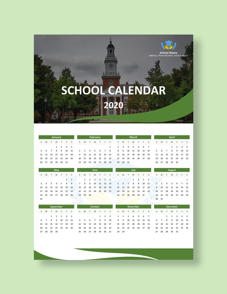 Blank School Desk Calendar Template