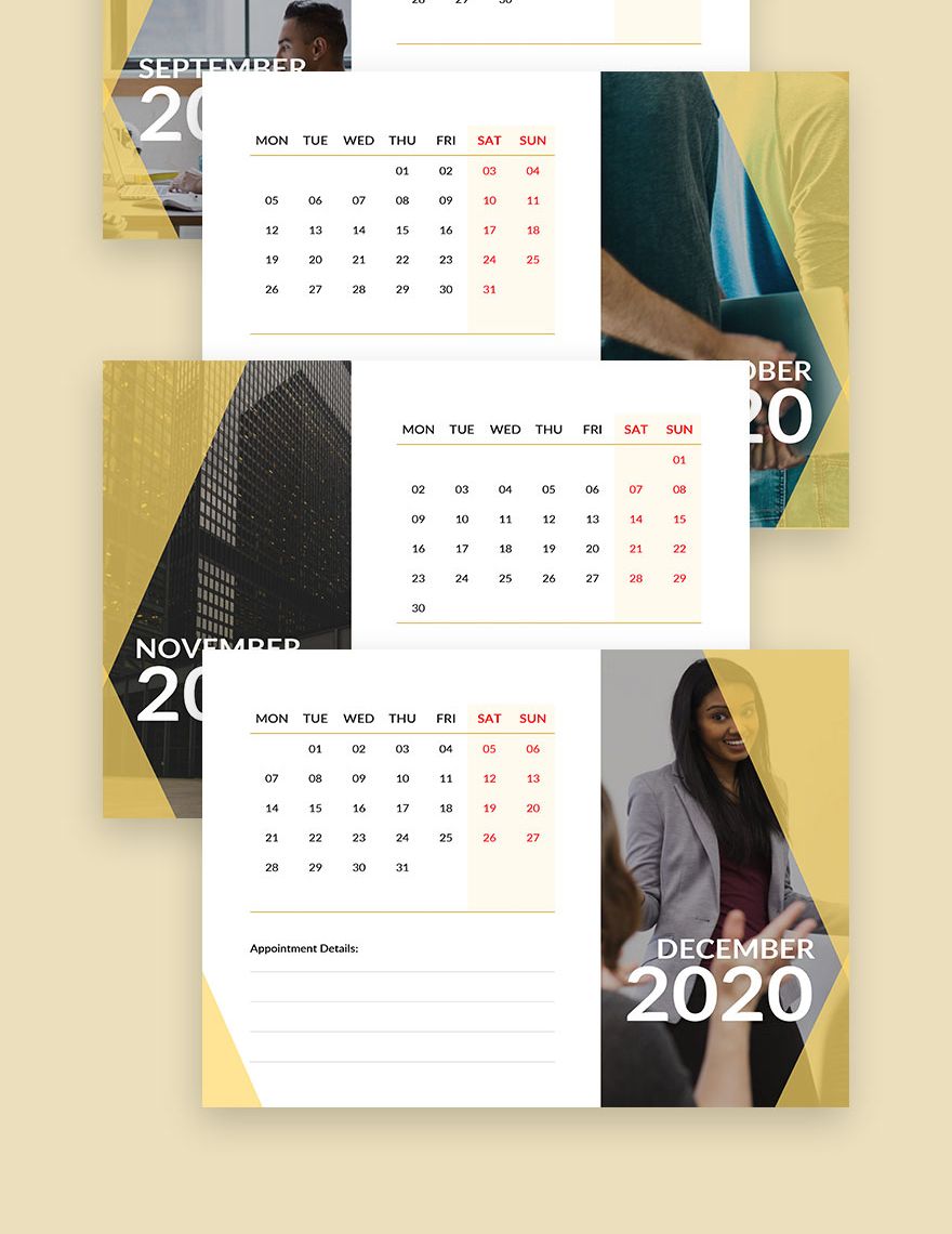 Business Appointment Desk Calendar Template in MS Word, Pages