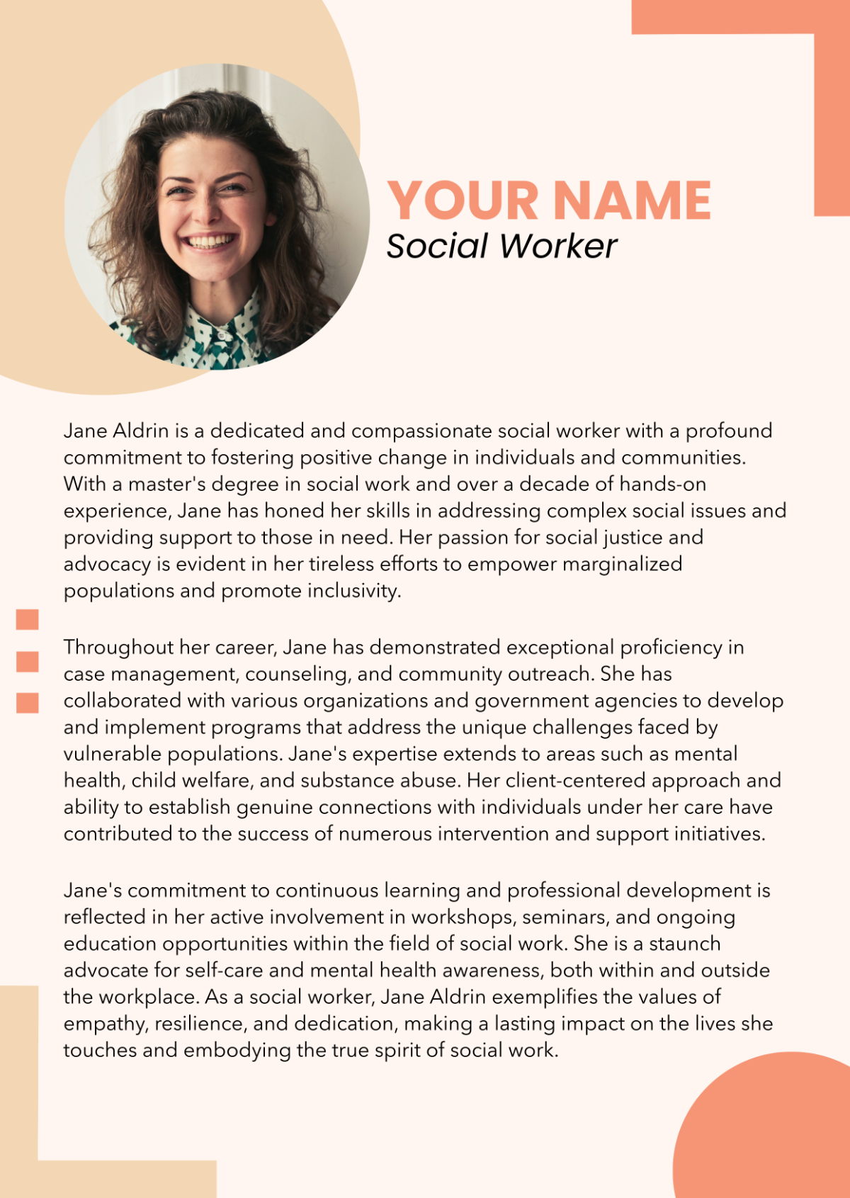 Free Professional Bio for Social Workers Template