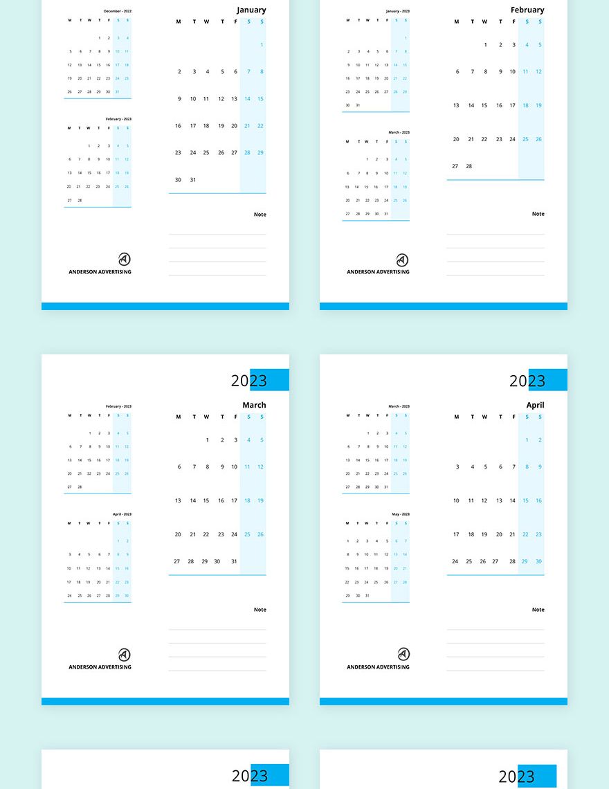 Business Desk Calendar Template
