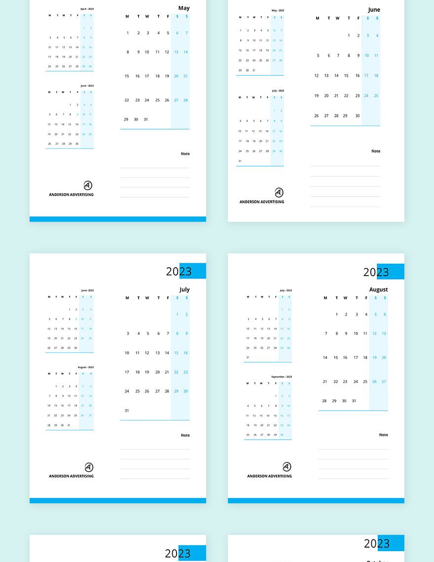 Business Desk Calendar Template