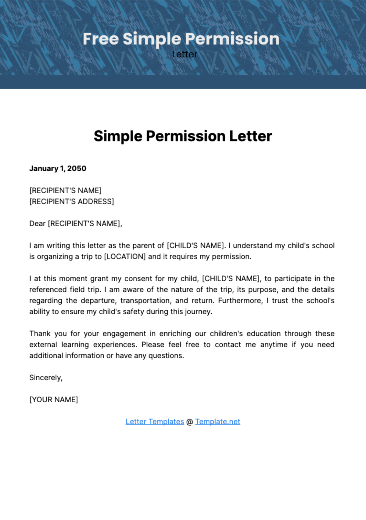 Free Simple Permission Letter Template