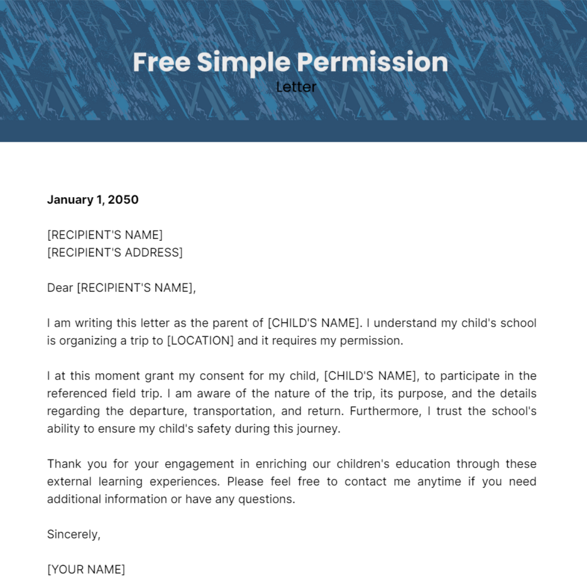 Simple Permission Letter Template