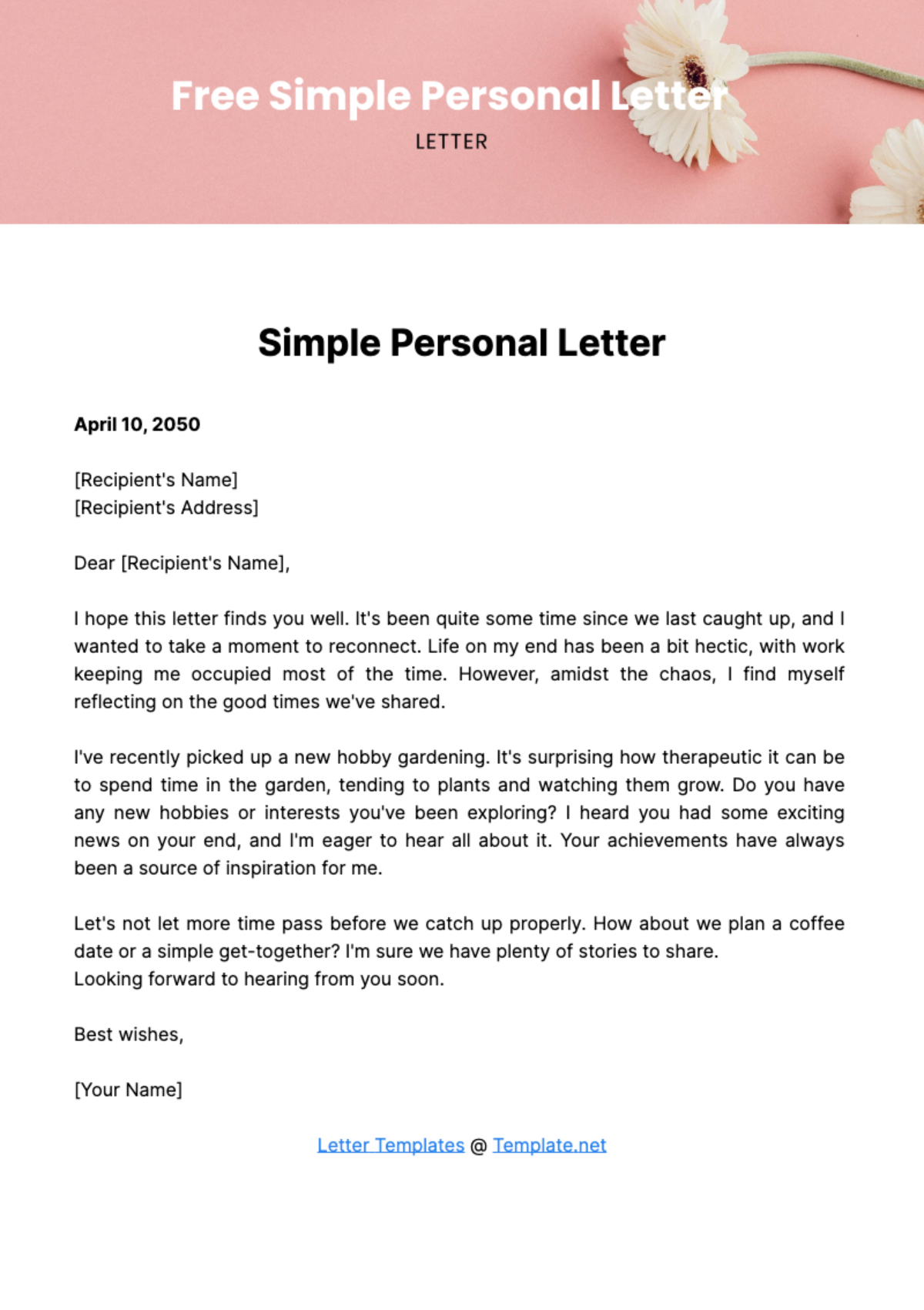 Free Simple Personal Letter Template