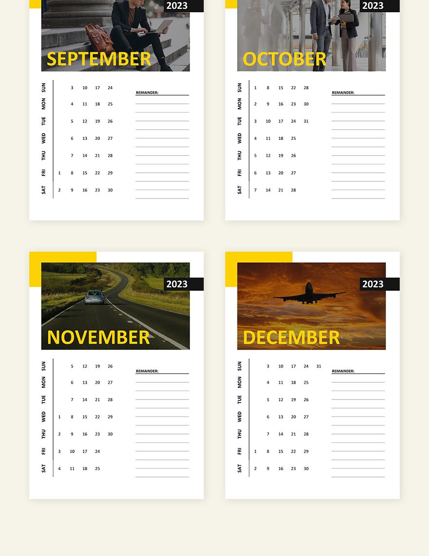 Business Travel Desk Calendar Template