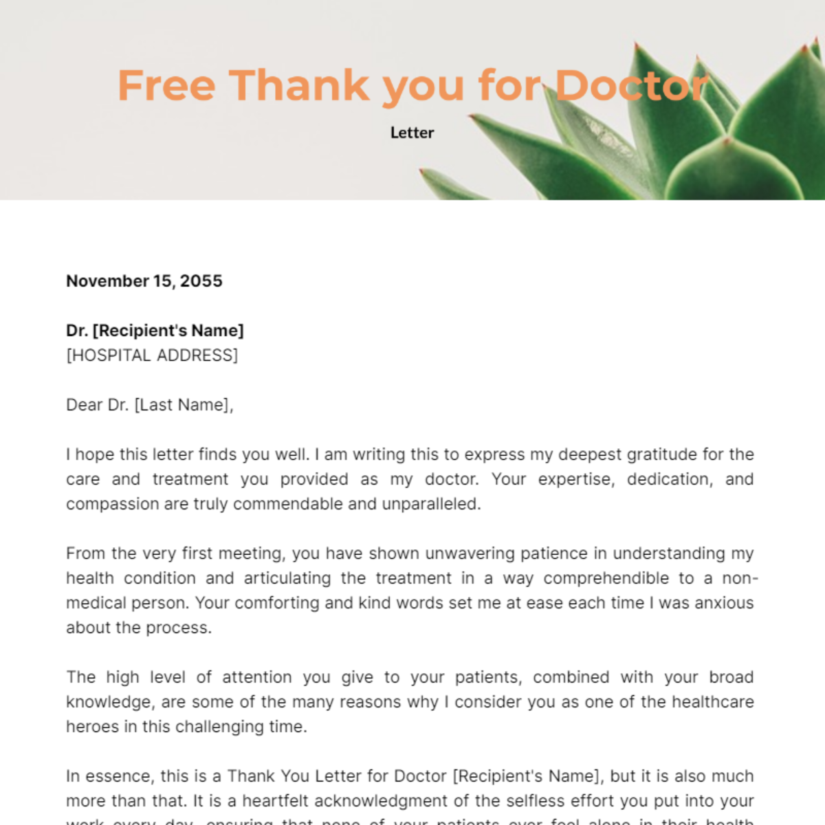 Thank you Letter for Doctor Template - Edit Online & Download