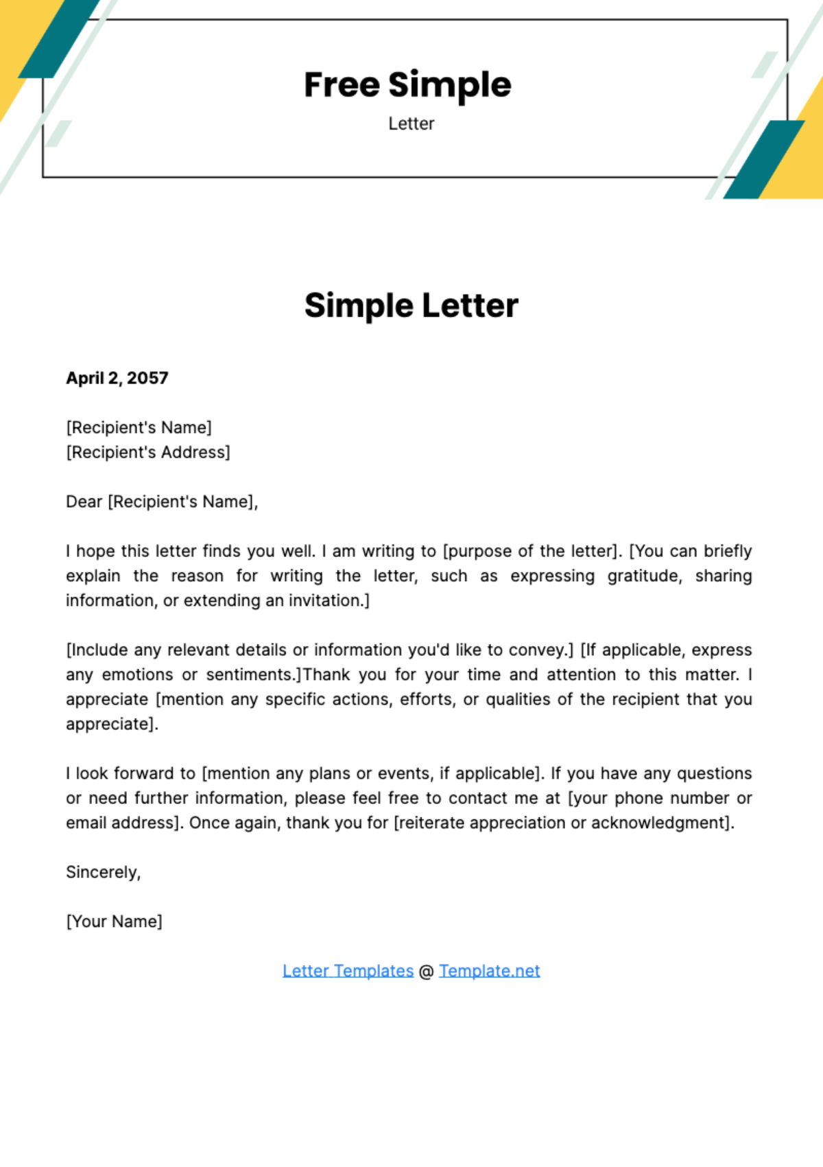 Free Simple Letter Template
